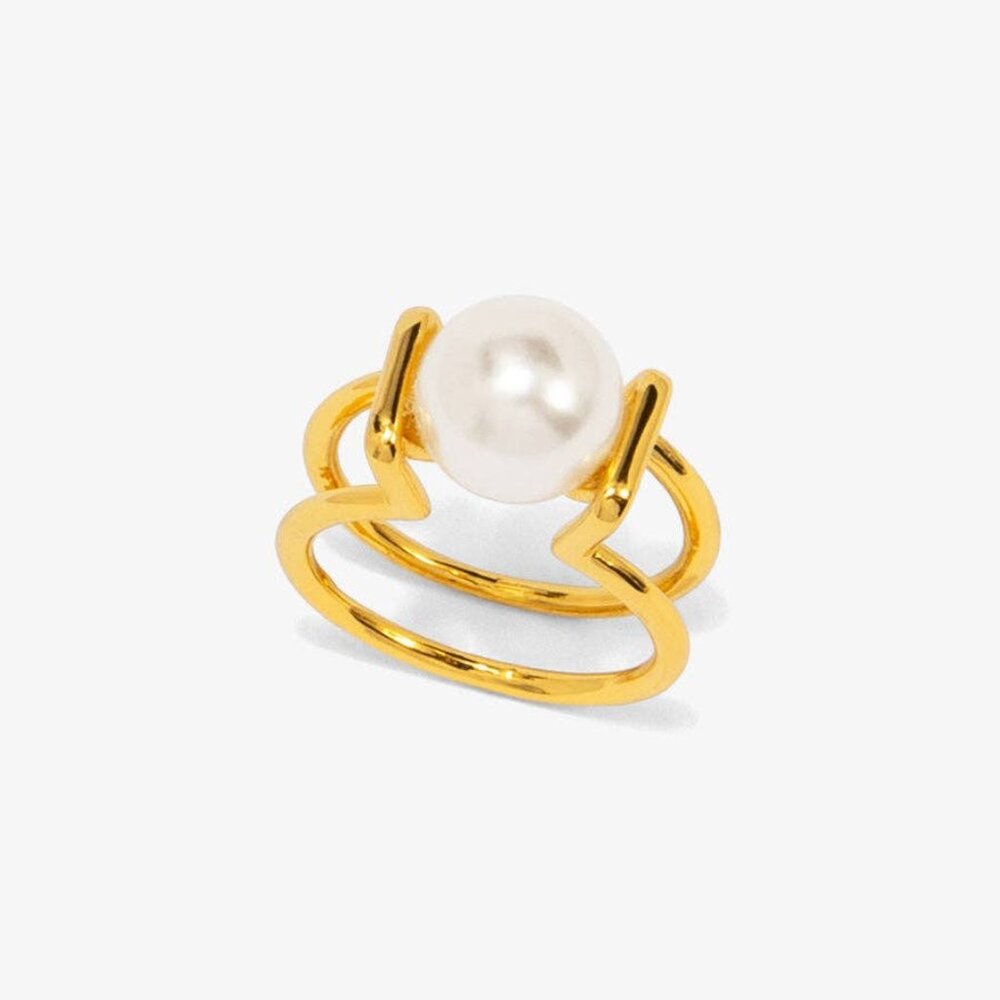 Double Band Single Pearl Ring
